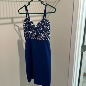 Blue and white dress